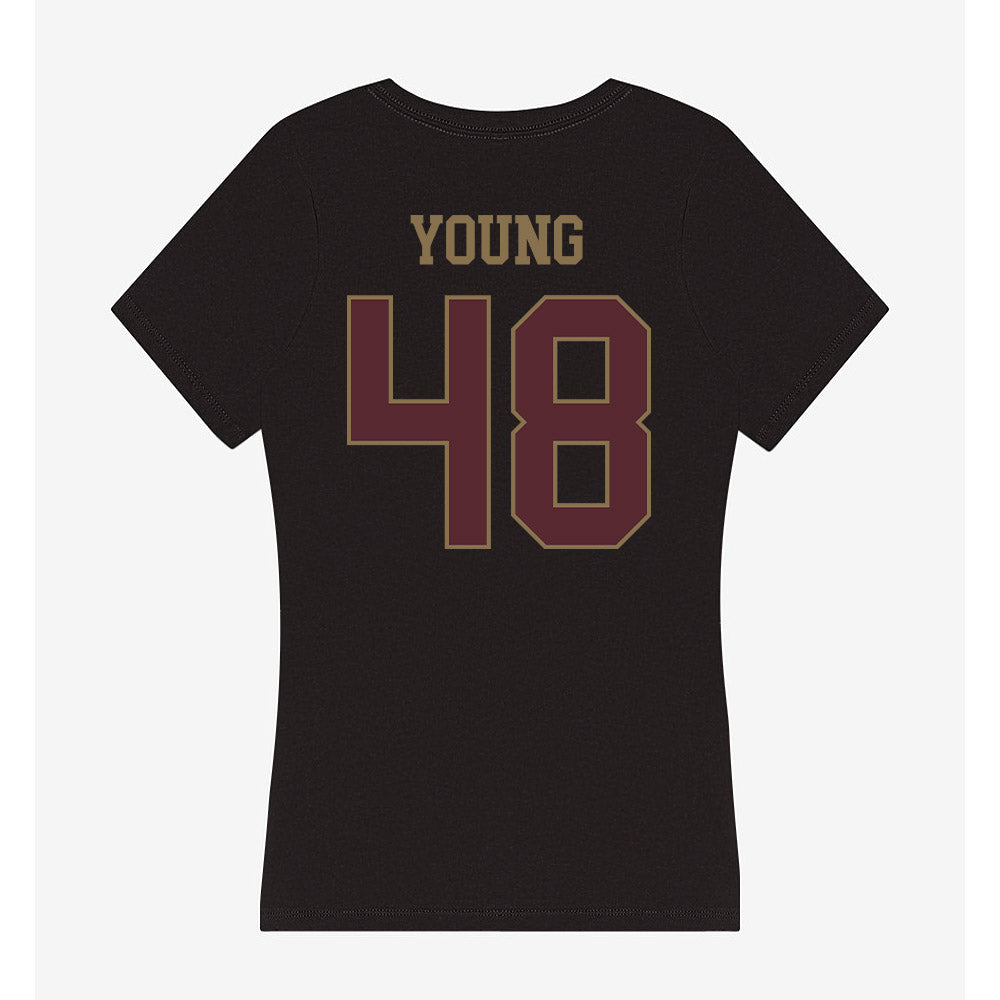 Texas State - NCAA Football : Braylon Young - Women's V-Neck T-Shirt-1
