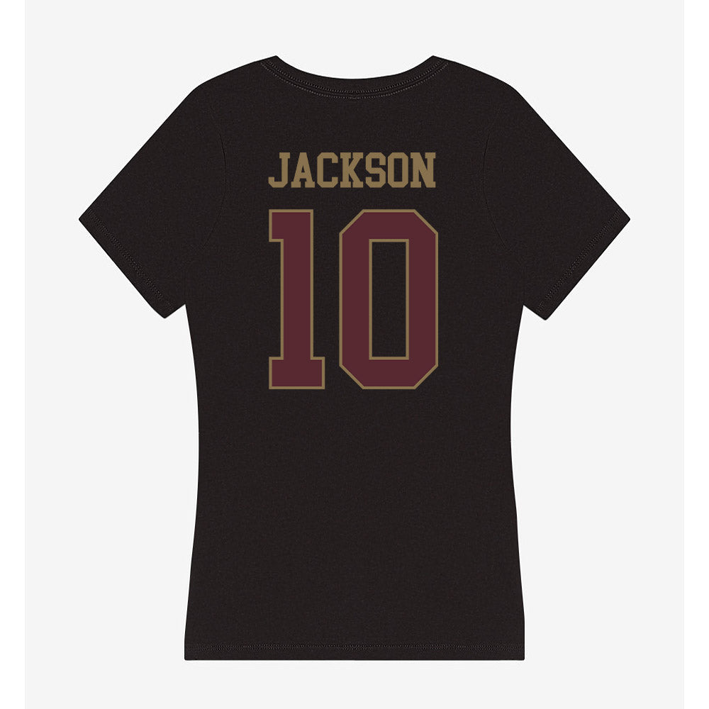 Texas State - NCAA Football : Davian Jackson - Women's V-Neck T-Shirt-1