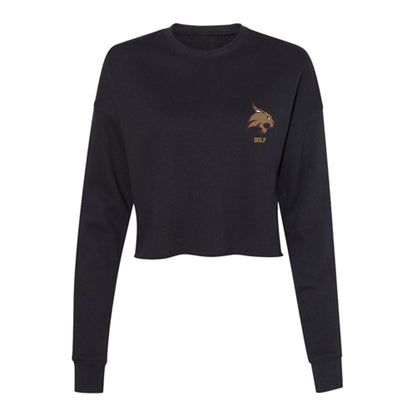 Texas State - NCAA Men's Golf : Phoenix Guerra - Women's Cropped Crew Fleece-0