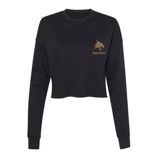 Texas State - NCAA Men's Track & Field : Connor Warzecha - Women's Cropped Crew Fleece-0