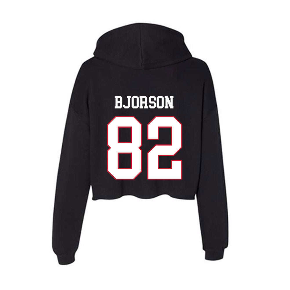 Miami of Ohio - NCAA Football : Andrew Bjorson - Women's Crop Fleece Hooded Sweatshirt-1