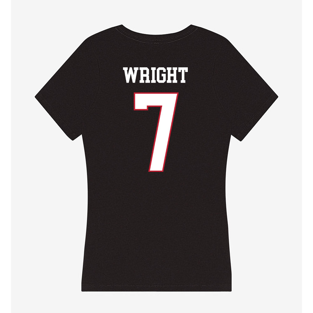 Miami of Ohio - NCAA Men's Basketball : Ethan Wright - Women's V-Neck T-Shirt-1