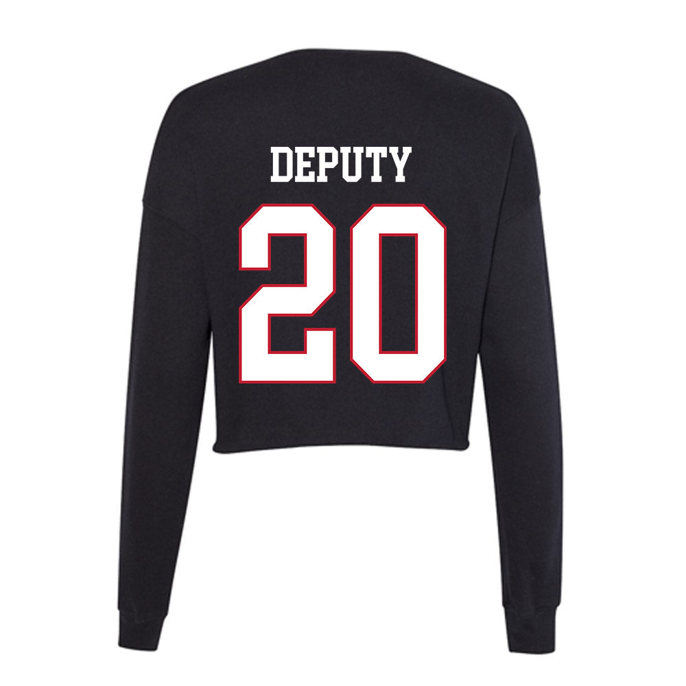 Miami of Ohio - NCAA Men's Ice Hockey : David Deputy - Women's Cropped Crew Fleece-1