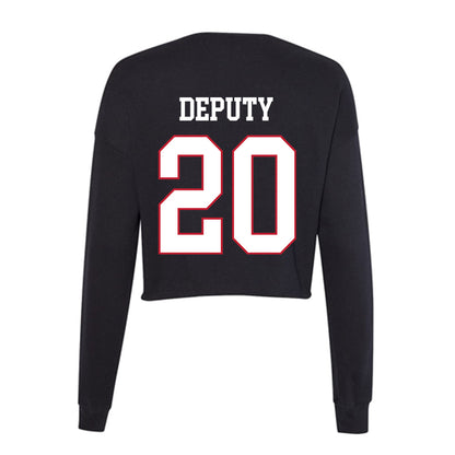 Miami of Ohio - NCAA Men's Ice Hockey : David Deputy - Women's Cropped Crew Fleece-1