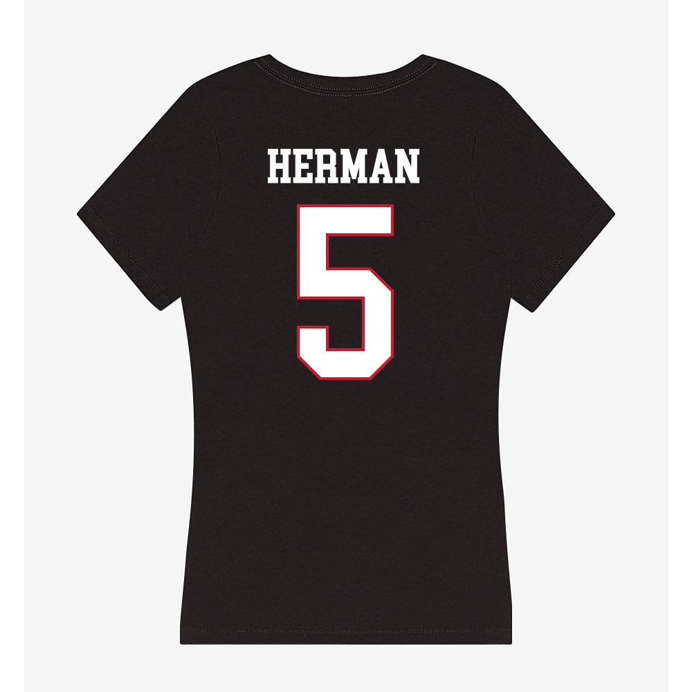 Miami of Ohio - NCAA Softball : Molly Herman - Women's V-Neck T-Shirt-1