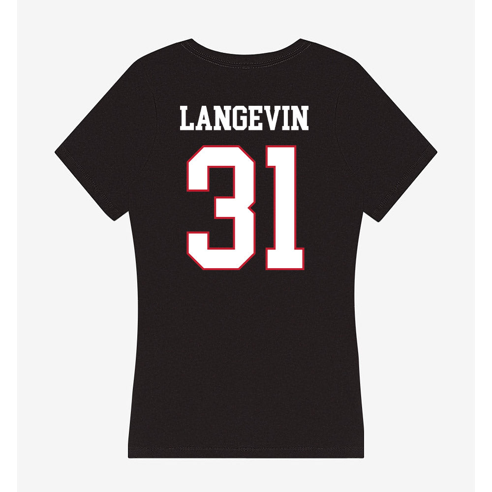 Miami of Ohio - NCAA Men's Ice Hockey : Mathis Langevin - Women's V-Neck T-Shirt-1