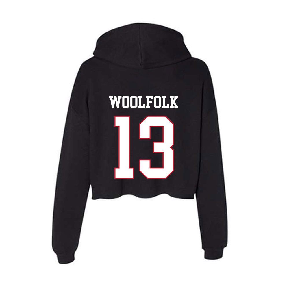 Miami of Ohio - NCAA Men's Basketball : Antwone Woolfolk - Women's Crop Fleece Hoodie-1