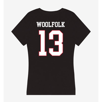 Miami of Ohio - NCAA Men's Basketball : Antwone Woolfolk - Women's V-Neck T-Shirt-1