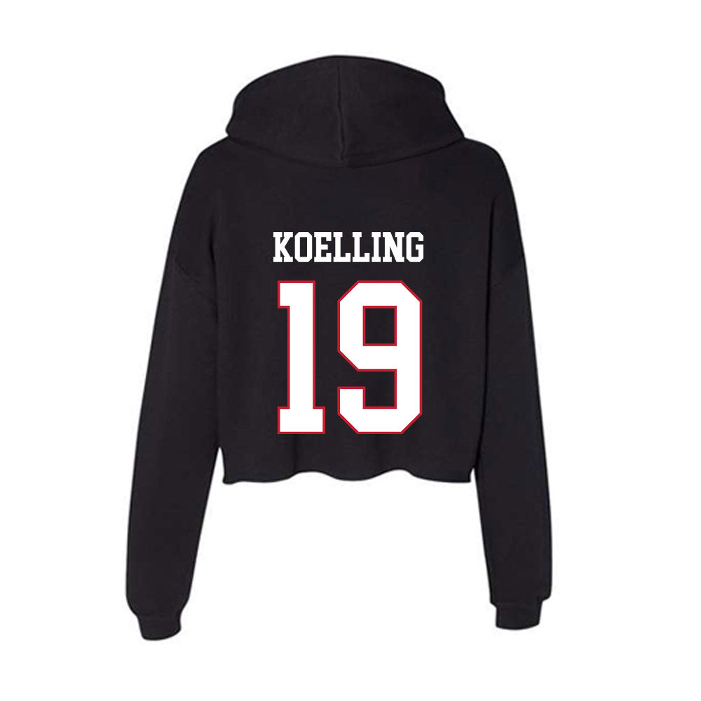Miami of Ohio - NCAA Baseball : Alex Koelling - Women's Crop Fleece Hoodie-1