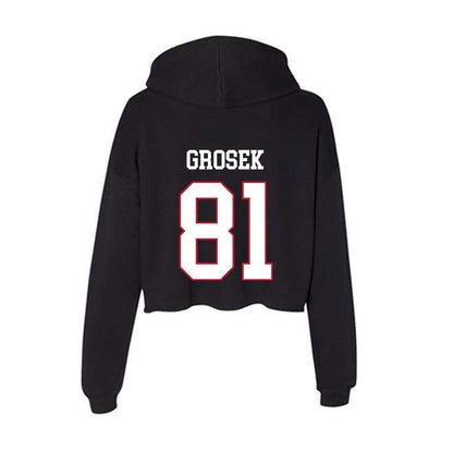Miami of Ohio - NCAA Men's Ice Hockey : David Grosek - Women's Crop Fleece Hoodie-1