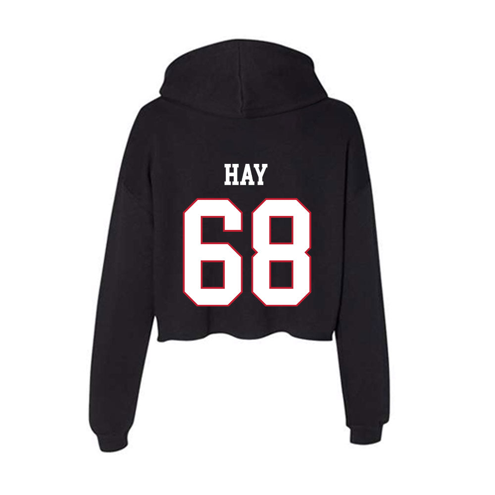 Miami of Ohio - NCAA Men's Ice Hockey : Ethan Hay - Women's Crop Fleece Hoodie-1