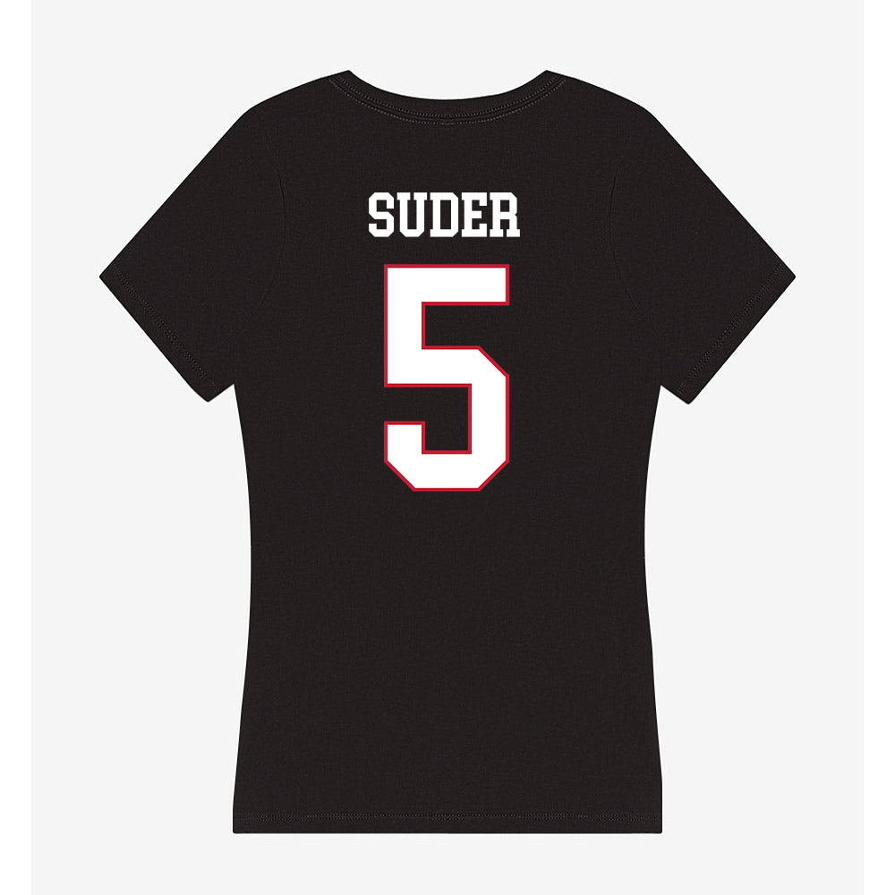 Miami of Ohio - NCAA Men's Basketball : Peter Suder - Women's V-Neck T-Shirt-1