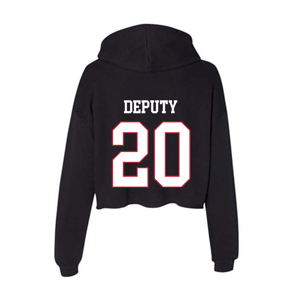 Miami of Ohio - NCAA Men's Ice Hockey : David Deputy - Women's Crop Fleece Hoodie-1