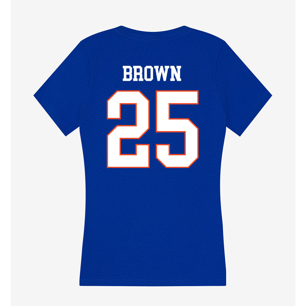 Boise State - NCAA Football : Quinton Brown - Women's V-Neck T-Shirt-1