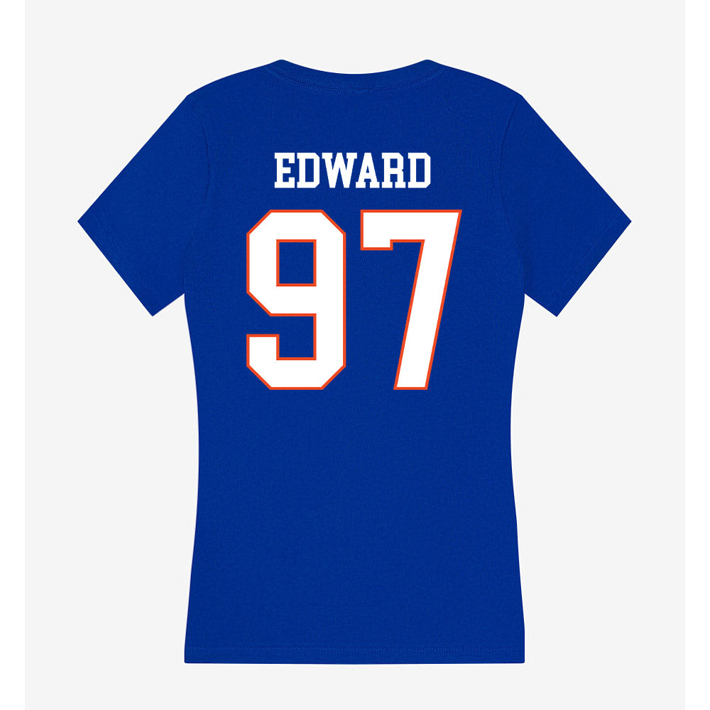 Boise State - NCAA Football : Mikaio Edward - Women's V-Neck T-Shirt-1