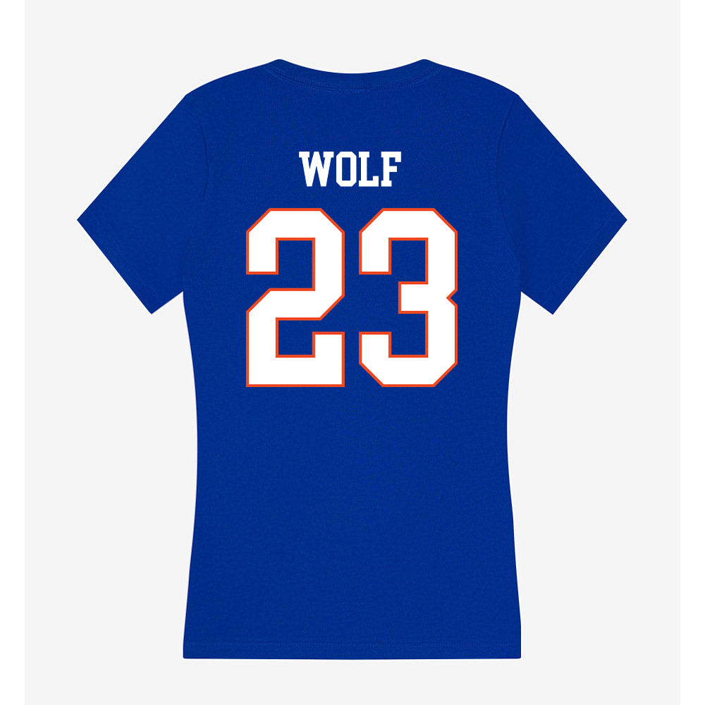 Boise State - NCAA Beach Volleyball : Abbie Wolf - Women's V-Neck T-Shirt-1