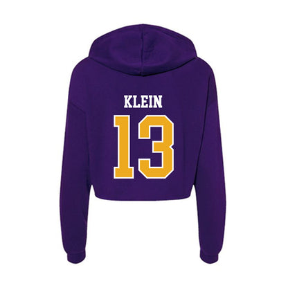 Northern Iowa - NCAA Football : Caden Klein - Women's Crop Fleece Hooded Sweatshirt-1