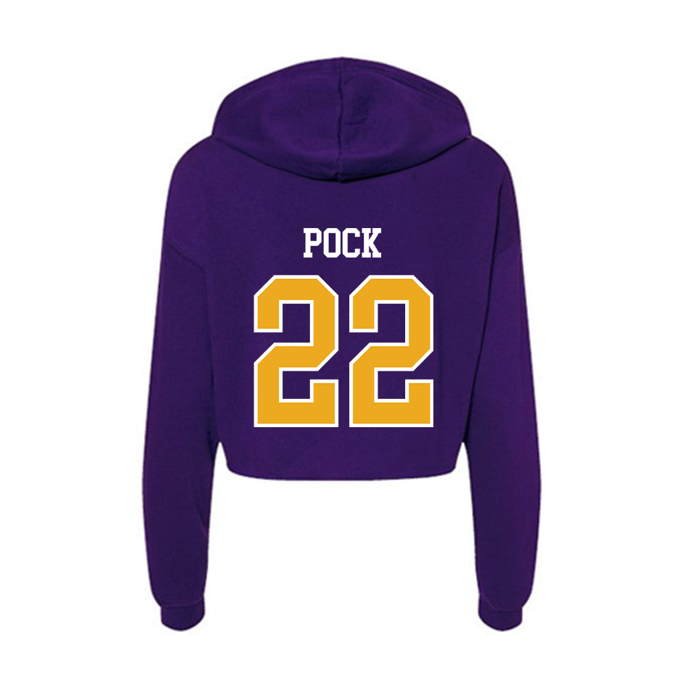 Northern Iowa - NCAA Men's Basketball : Kyle Pock - Women's Crop Fleece Hoodie-1