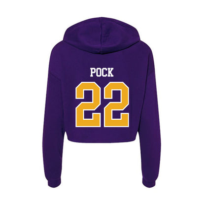 Northern Iowa - NCAA Men's Basketball : Kyle Pock - Women's Crop Fleece Hoodie-1
