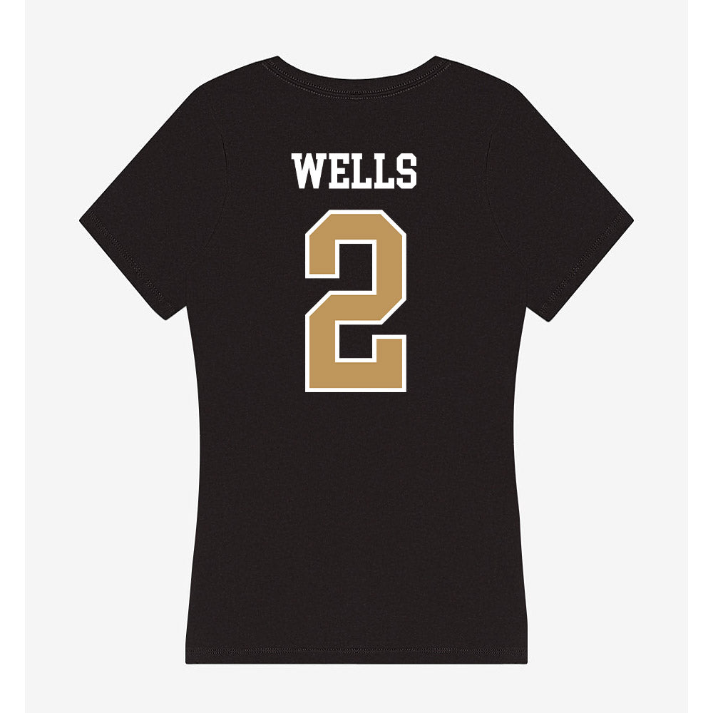 Oakland - NCAA Men's Basketball : Ziare Wells - Women's V-Neck T-Shirt-1