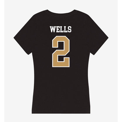 Oakland - NCAA Men's Basketball : Ziare Wells - Women's V-Neck T-Shirt-1