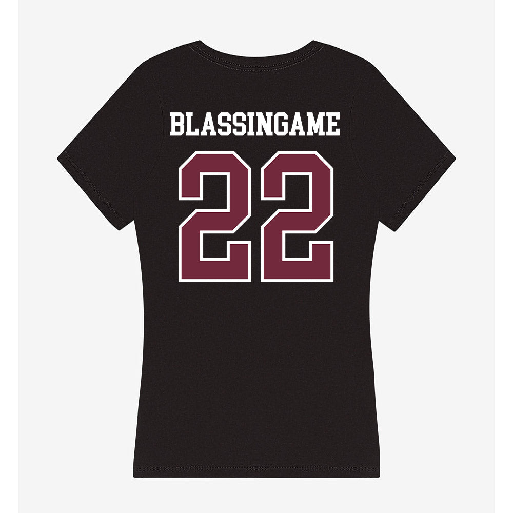 FDU - NCAA Men's Basketball : Trevon Blassingame - Women's V-Neck T-Shirt-1