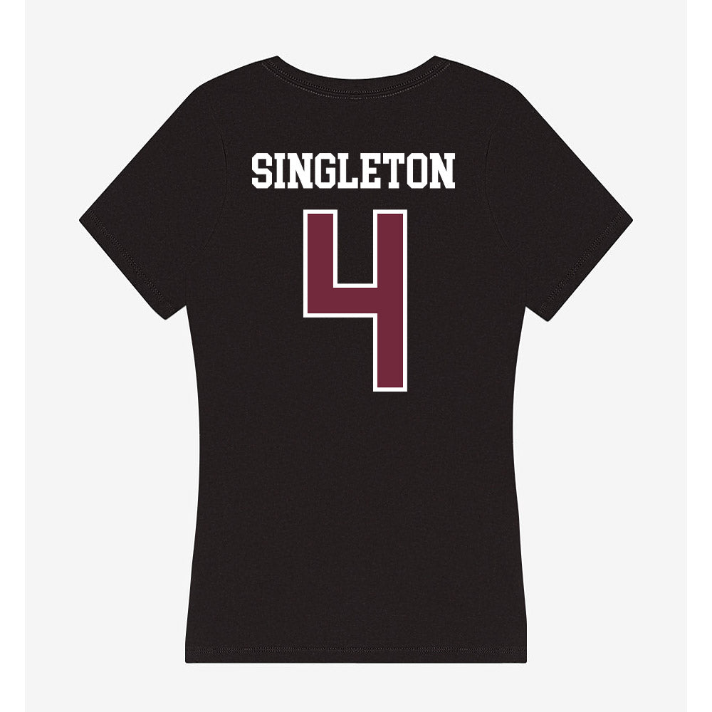 FDU - NCAA Men's Basketball : Grant Singleton - Women's V-Neck T-Shirt-1