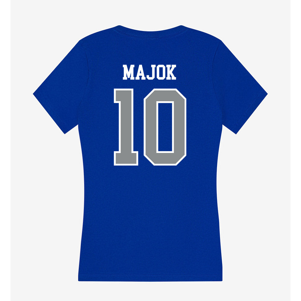 Memphis - NCAA Men's Basketball : Simon Majok - Women's V-Neck T-Shirt-1