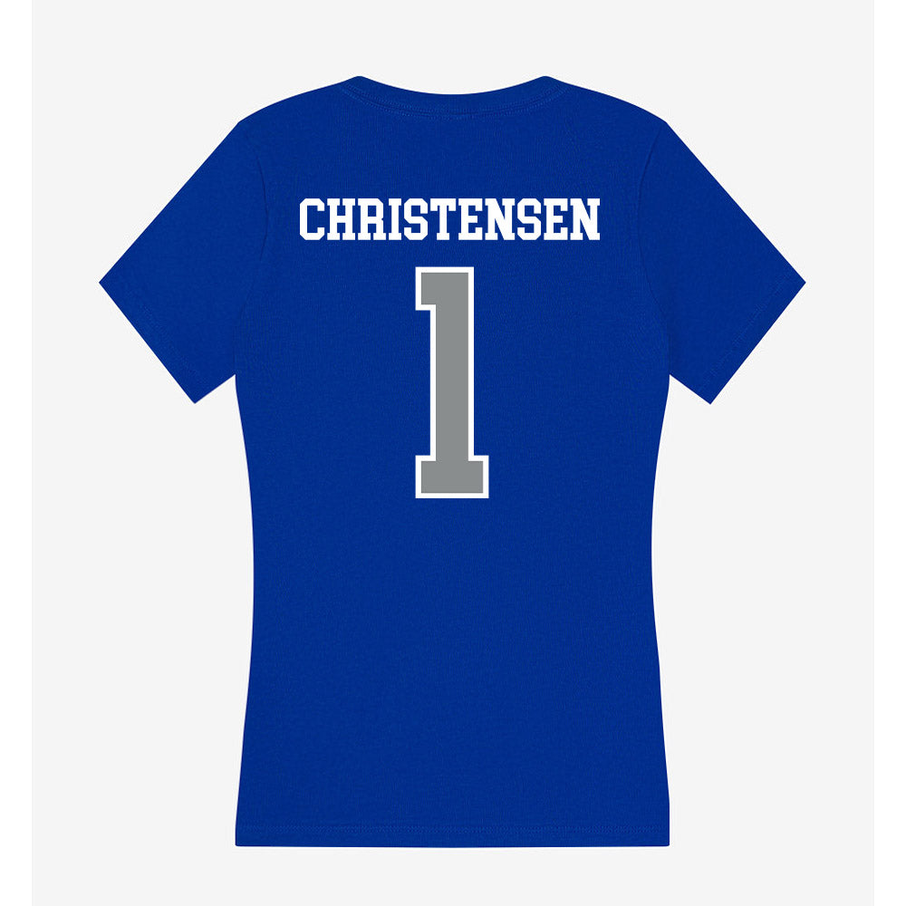 Memphis - NCAA Men's Soccer : Mathias Christensen - Women's V-Neck T-Shirt-1