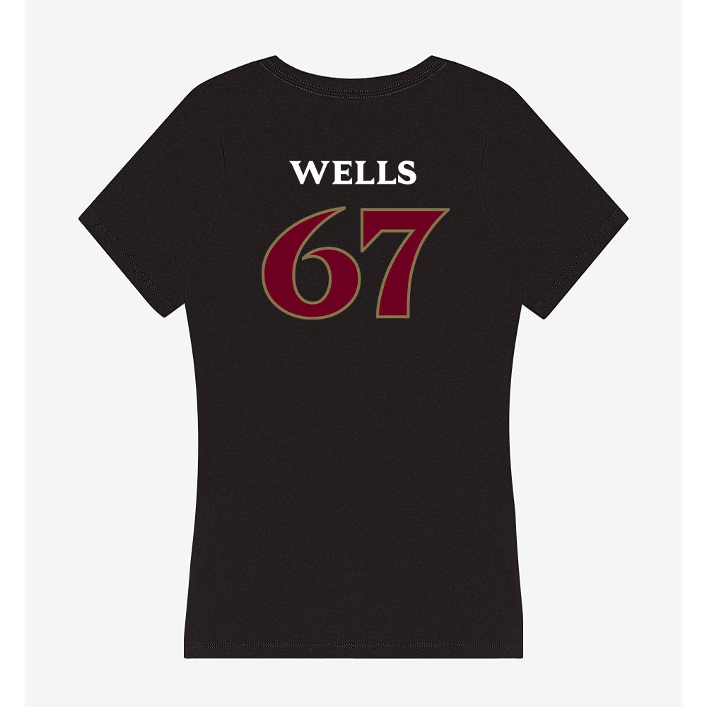 Elon - NCAA Football : Eli Wells - Women's V-Neck T-Shirt-1