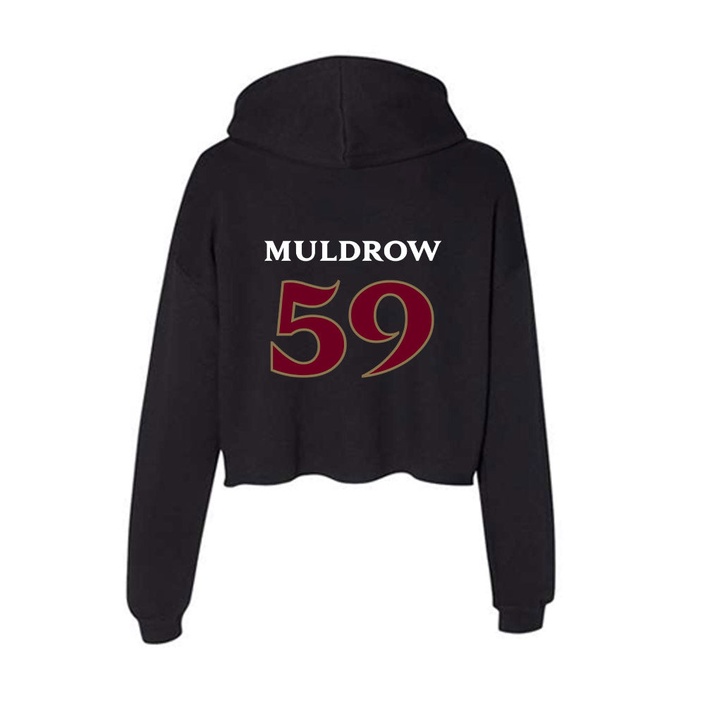 Elon - NCAA Football : Michael Muldrow - Women's Crop Fleece Hooded Sweatshirt-1