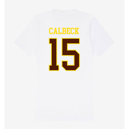Western Michigan - NCAA Men's Ice Hockey : Alex Calbeck - Women's V-Neck T-Shirt-1