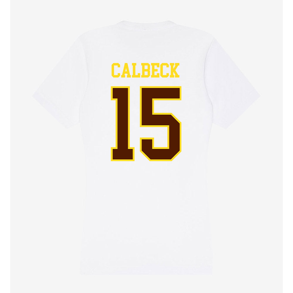 Western Michigan - NCAA Men's Ice Hockey : Alex Calbeck - Women's V-Neck T-Shirt-1