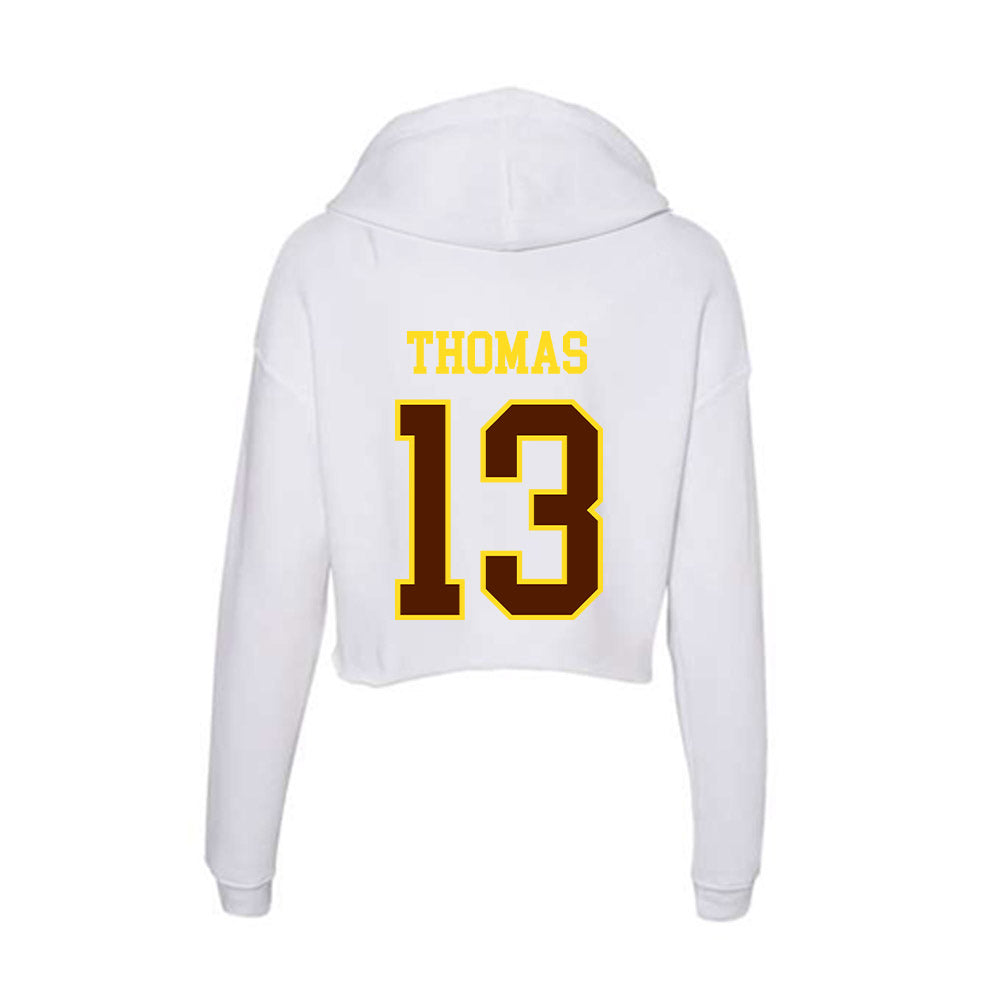Western Michigan - NCAA Football : Jordon Thomas - Women's Crop Fleece Hoodie-1