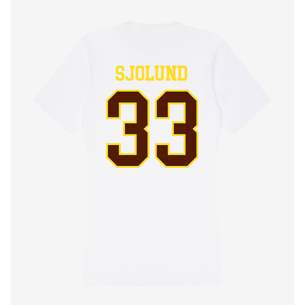 Western Michigan - NCAA Men's Ice Hockey : Samuel Sjolund - Women's V-Neck T-Shirt-1