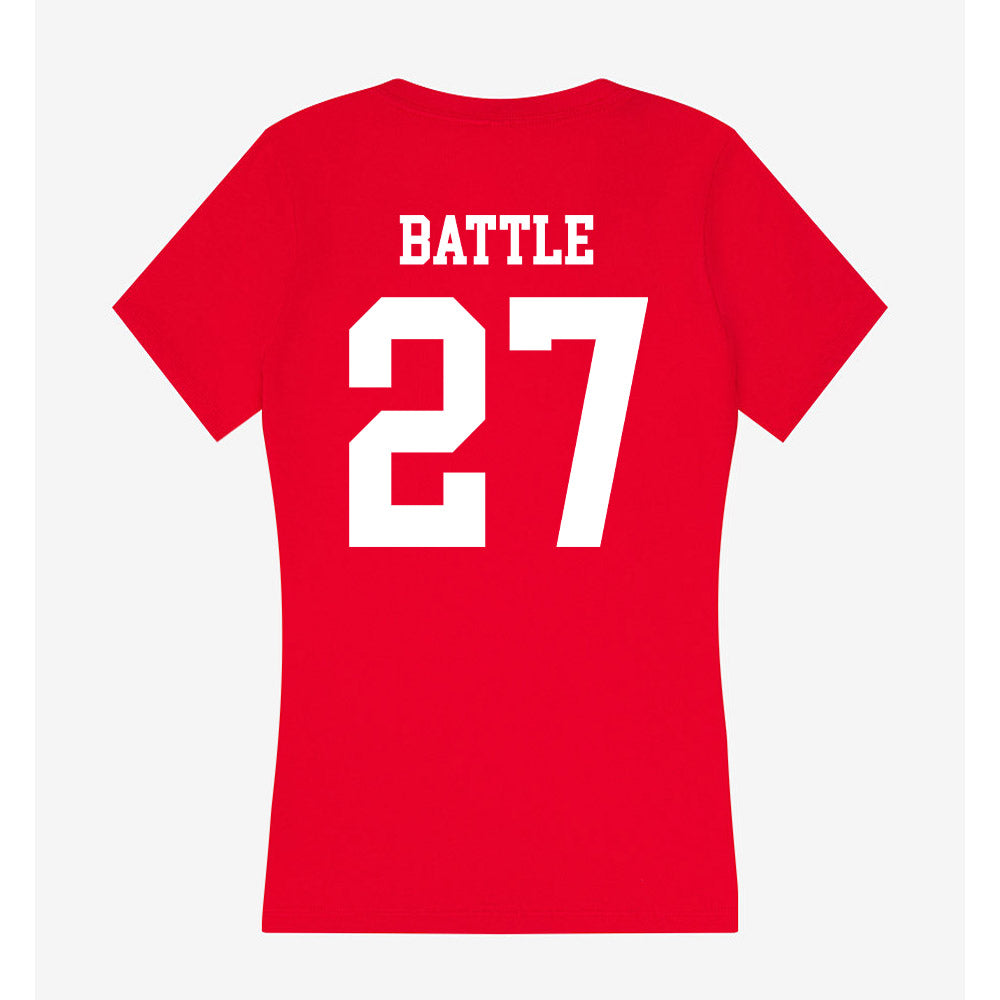 New Mexico - NCAA Football : Kj Battle - Women's V-Neck T-Shirt-1