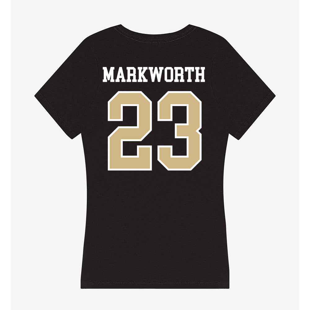 GWU - NCAA Women's Volleyball : Abby Markworth - Women's V-Neck T-Shirt-1