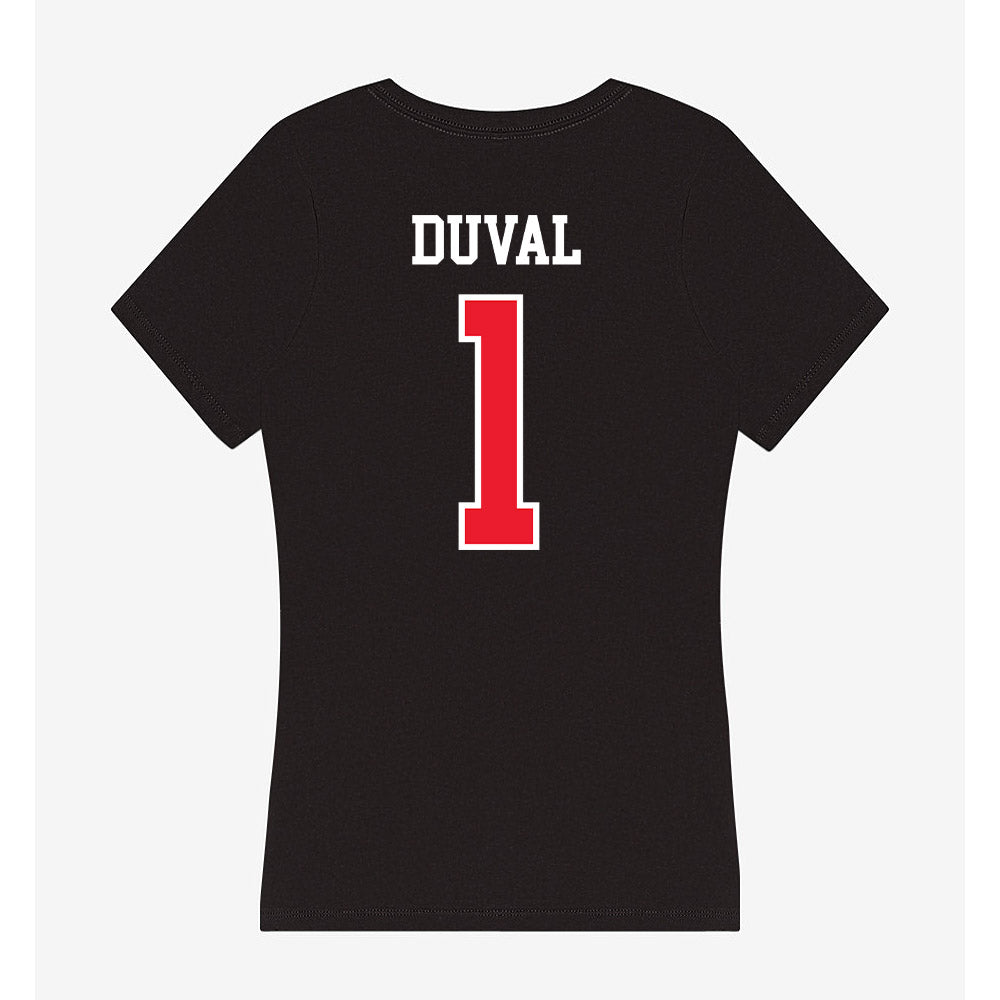 Southern Utah - NCAA Men's Basketball : Elijah Duval - Women's V-Neck T-Shirt-1