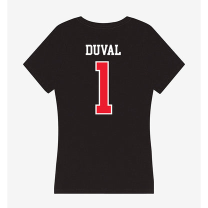 Southern Utah - NCAA Men's Basketball : Elijah Duval - Women's V-Neck T-Shirt-1