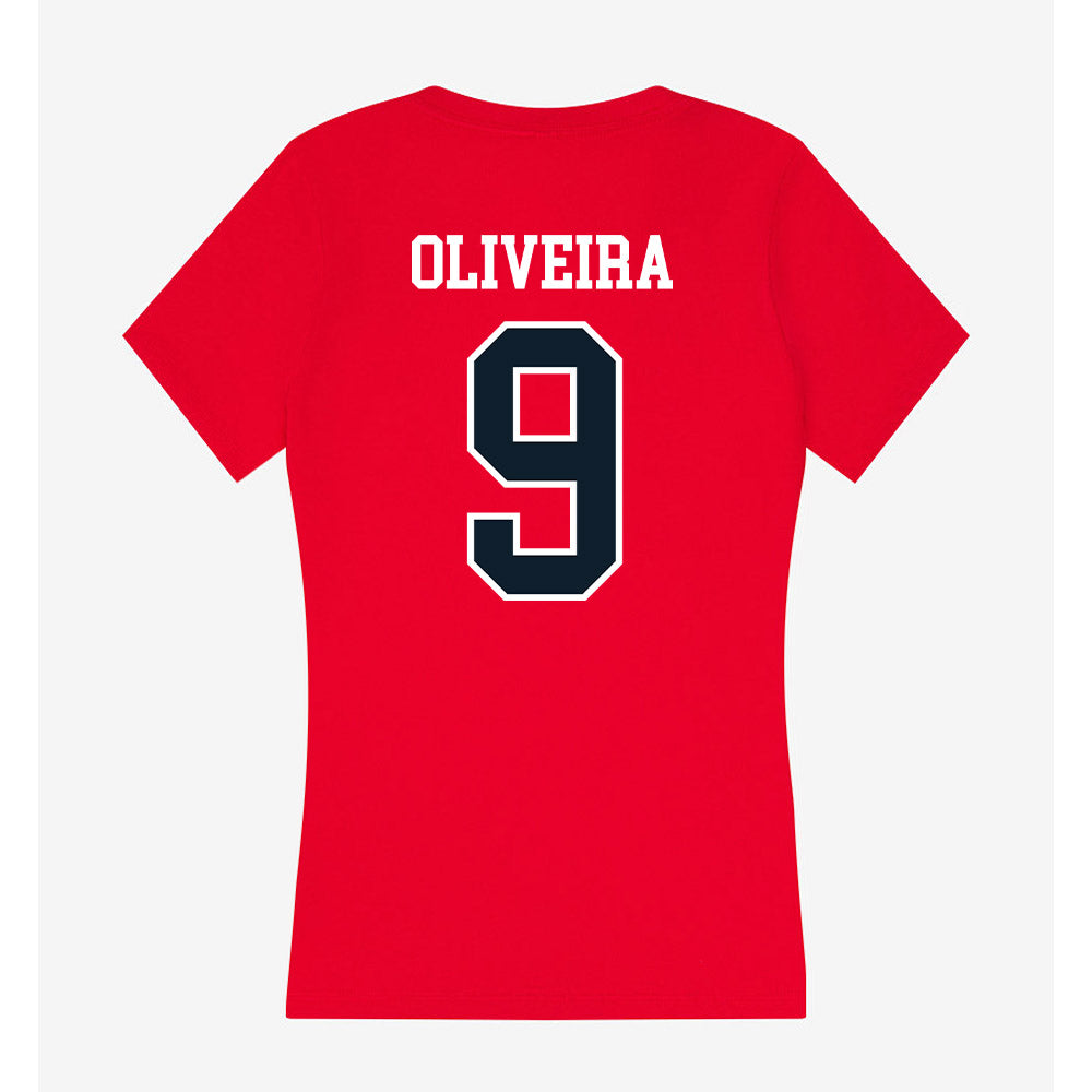 Dallas Baptist - NCAA Men's Soccer : Erik Oliveira - Women's V-Neck T-Shirt-1