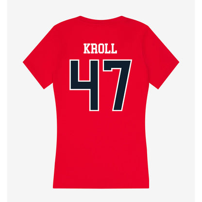 Dallas Baptist - NCAA Baseball : Athan Kroll - Women's V-Neck T-Shirt-1