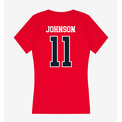 Dallas Baptist - NCAA Men's Ice Hockey : Trevor Johnson - Women's V-Neck T-Shirt-1