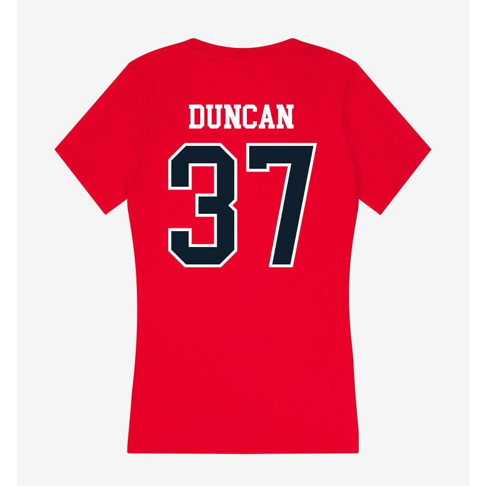 Dallas Baptist - NCAA Baseball : Avery Duncan - Women's V-Neck T-Shirt-1