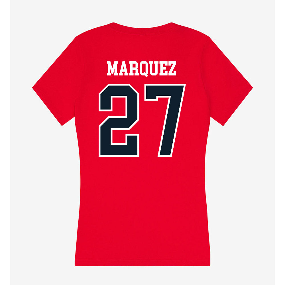 Dallas Baptist - NCAA Women's Bowling : Paul Marquez - Women's V-Neck T-Shirt-1