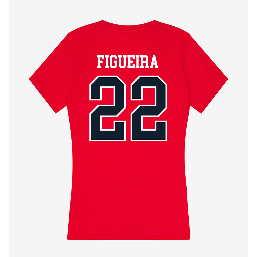 Dallas Baptist - NCAA Men's Basketball : Daniel Figueira - Women's V-Neck T-Shirt-1