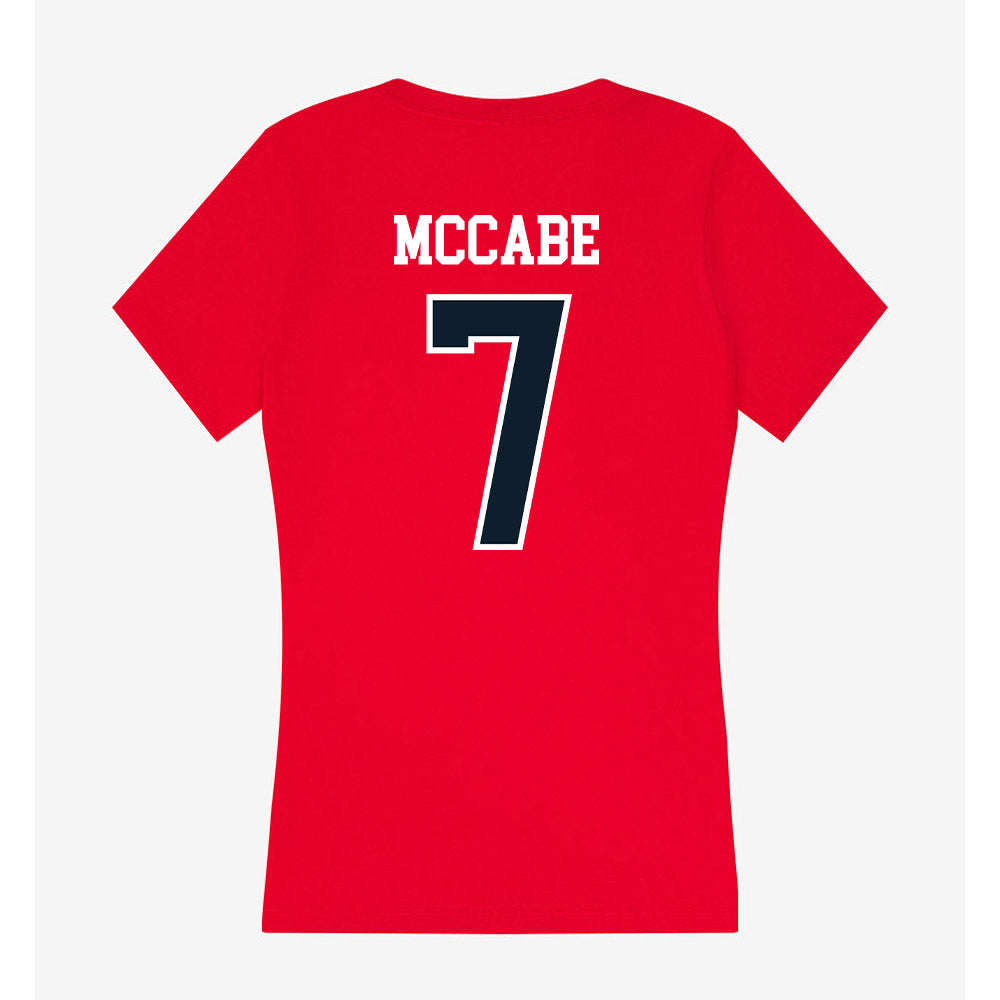 Dallas Baptist - NCAA Men's Basketball : Jackson McCabe - Women's V-Neck T-Shirt-1