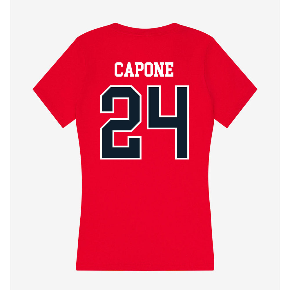 Dallas Baptist - NCAA Men's Tennis : Zach Capone - Women's V-Neck T-Shirt-1