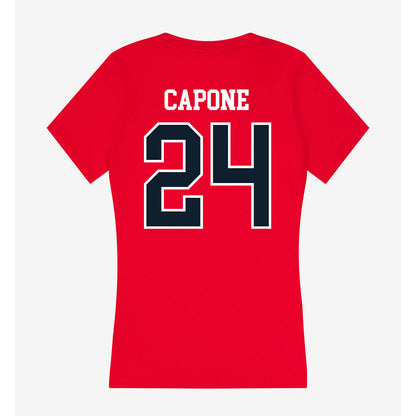 Dallas Baptist - NCAA Men's Tennis : Zach Capone - Women's V-Neck T-Shirt-1