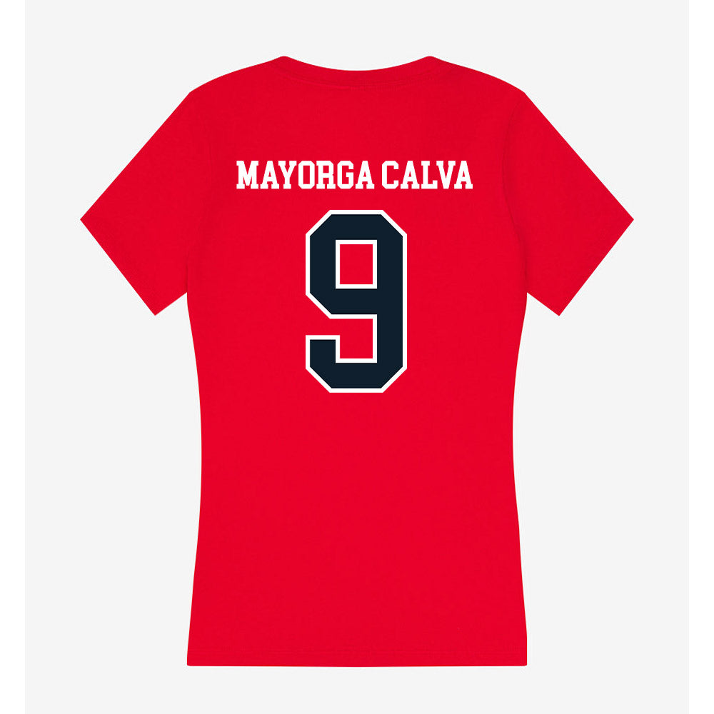 Dallas Baptist - NCAA Men's Tennis : Edgar Mayorga Calva - Women's V-Neck T-Shirt-1