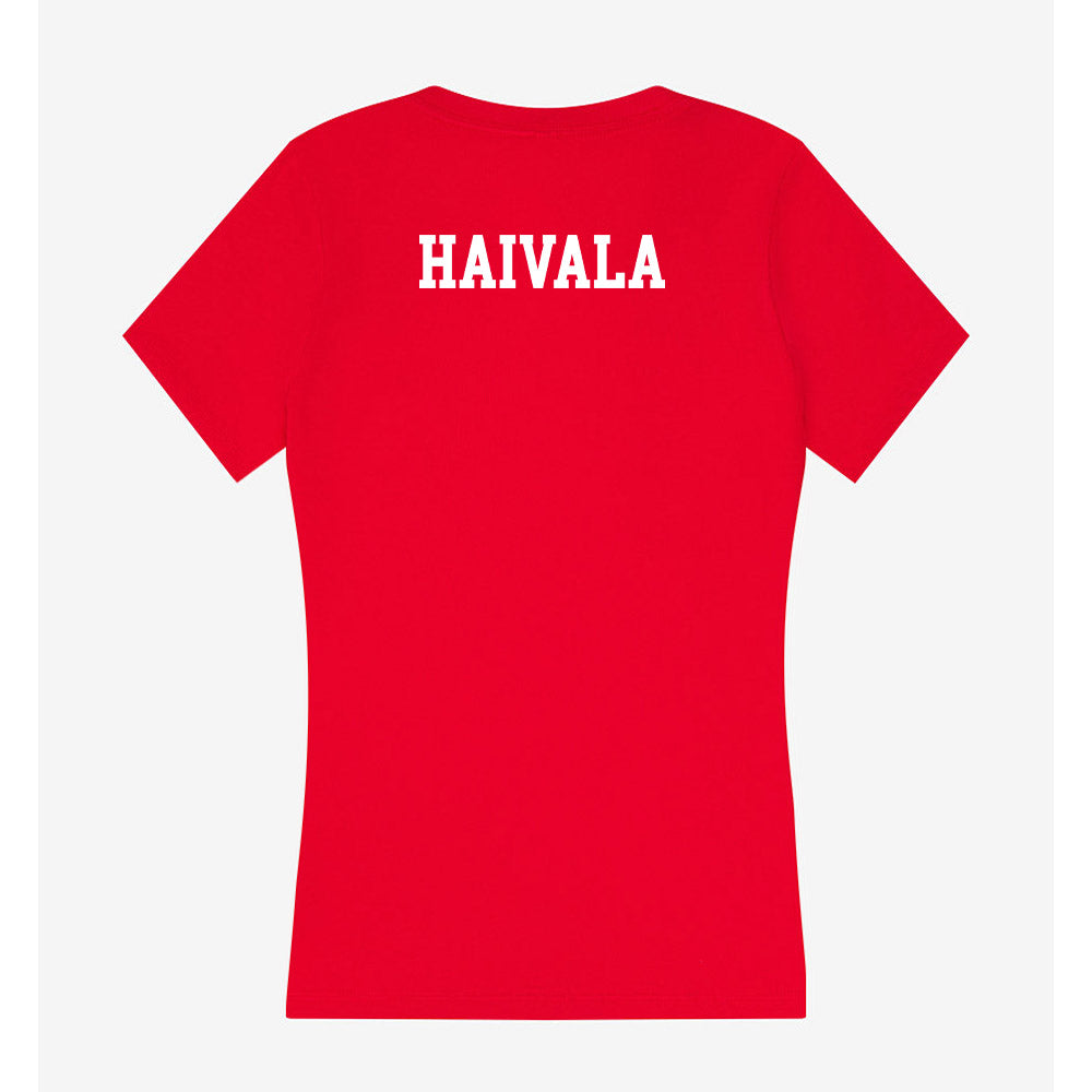 Dallas Baptist - NCAA Men's Cross Country : Ryker Haivala - Women's V-Neck T-Shirt-1